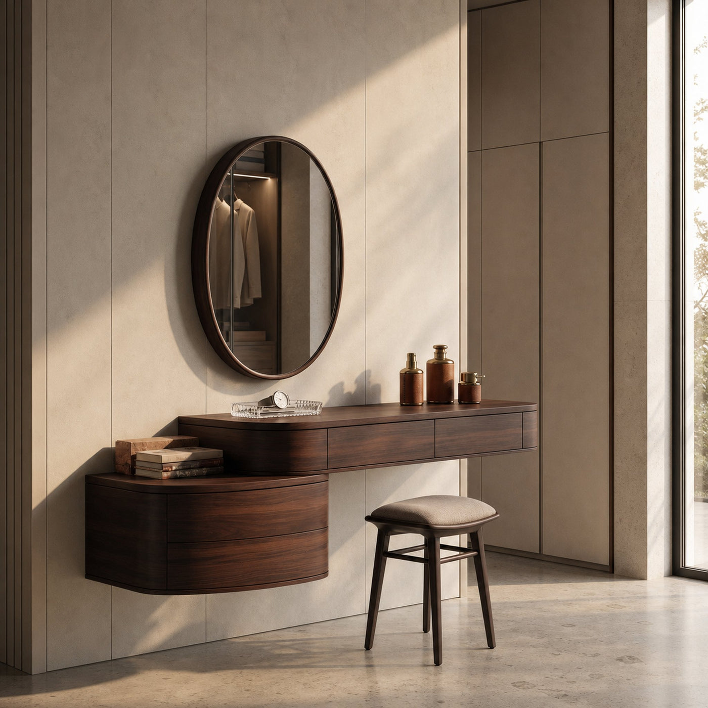 Modern Wooden Wall Mounted Makeup Vanity For Bedroom - product view 7