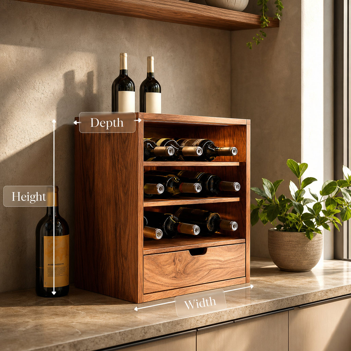 Modern Wooden Wine Cabinet With Drawer For Home Bar - product view 7