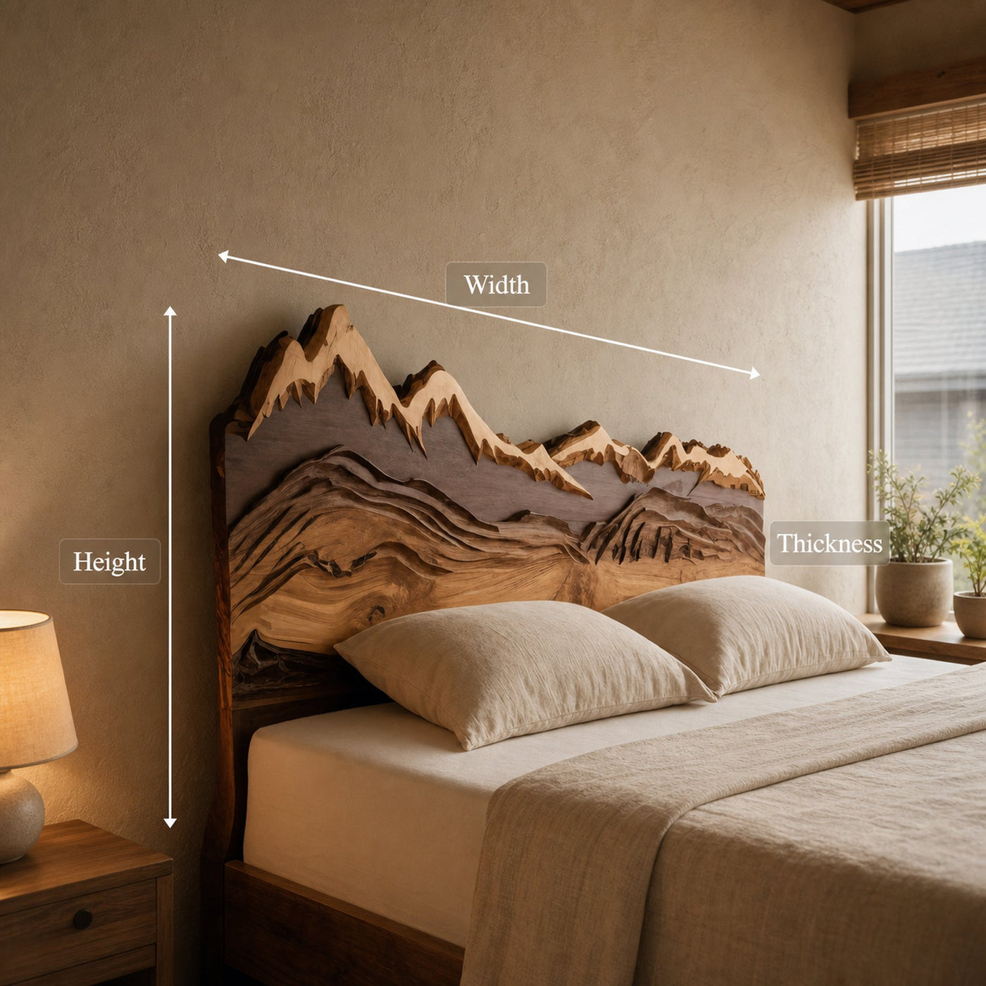 Mountain Headboard Carved For Queen And King Bed In Rustic Bedroom - product view 8