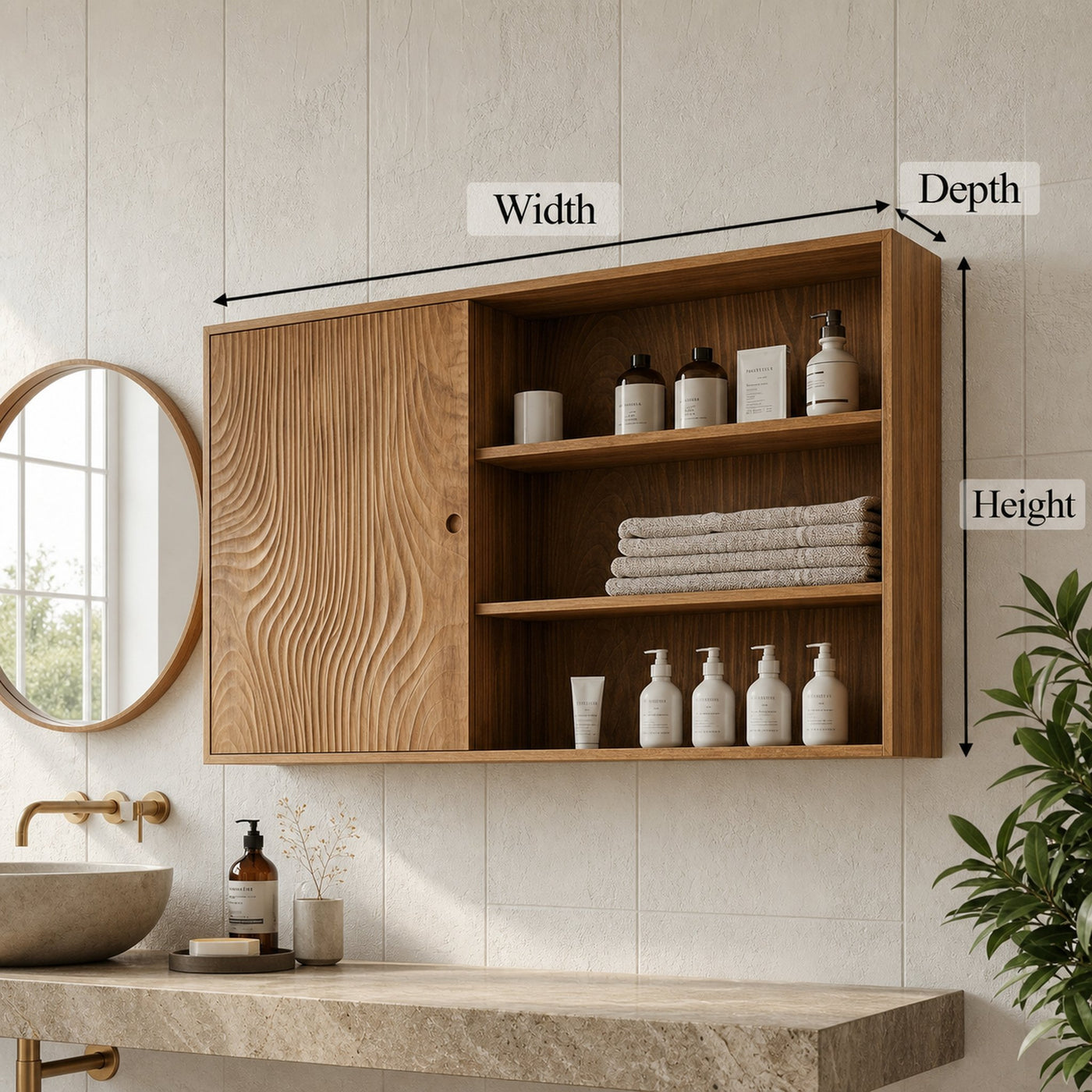 Natural Bathroom Cabinet With Storage Solid Wood For Bathroom Space - product view 8