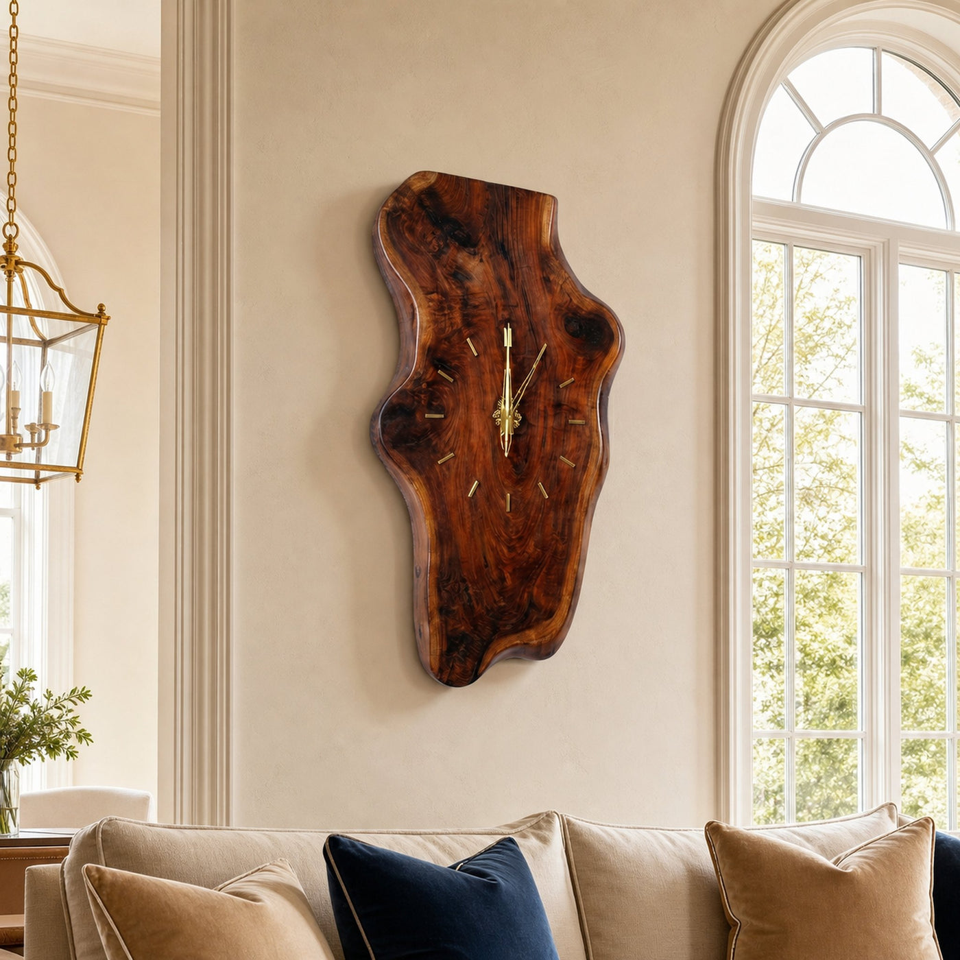 Natural Clock Wood Wall Solid Wood Living Room
