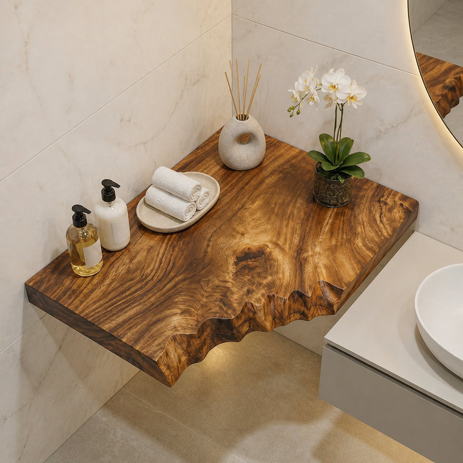 Natural Corner Shelf For Living Room