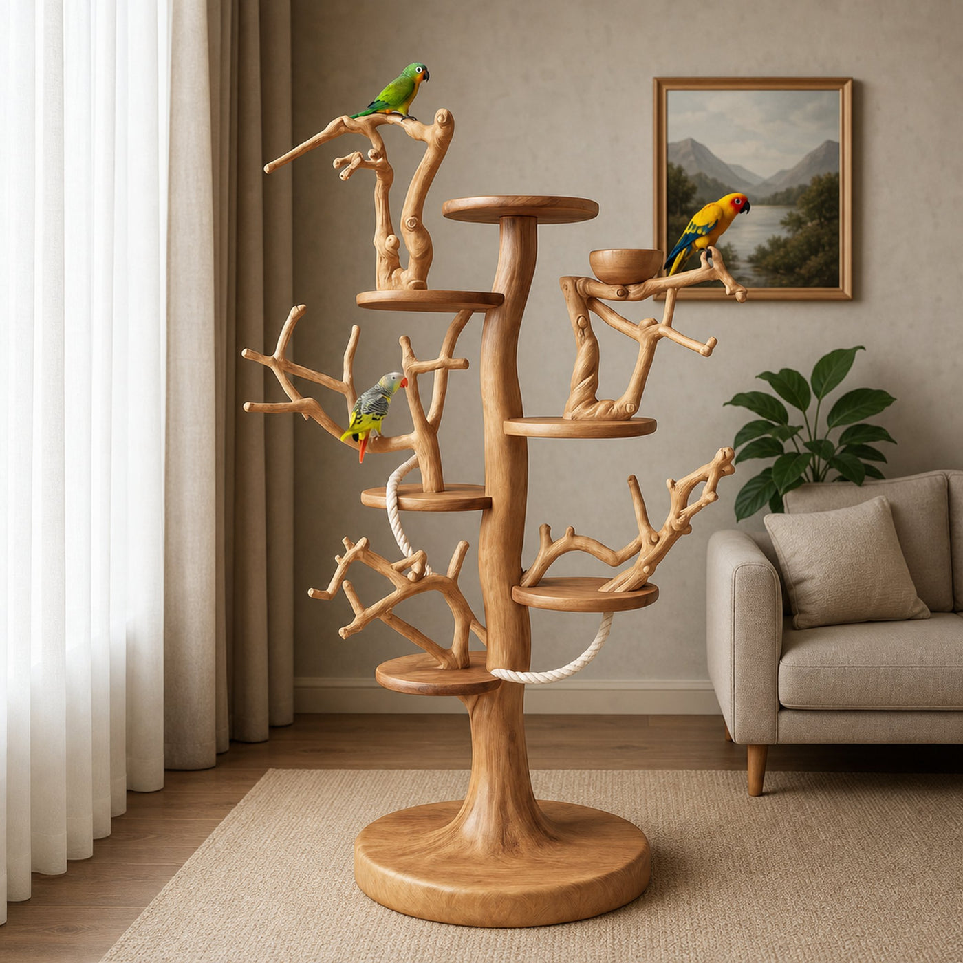 Natural Parrot Climbing Stand For Living Room And Bird Room