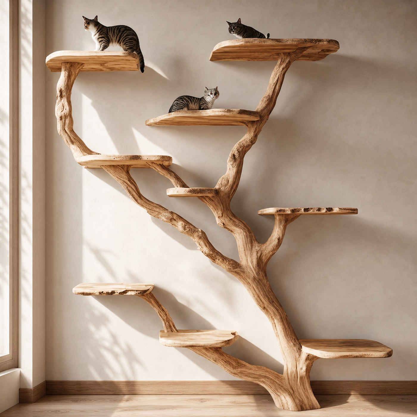 Natural Solid Wood Cat Tree Stylish Cat Furniture
