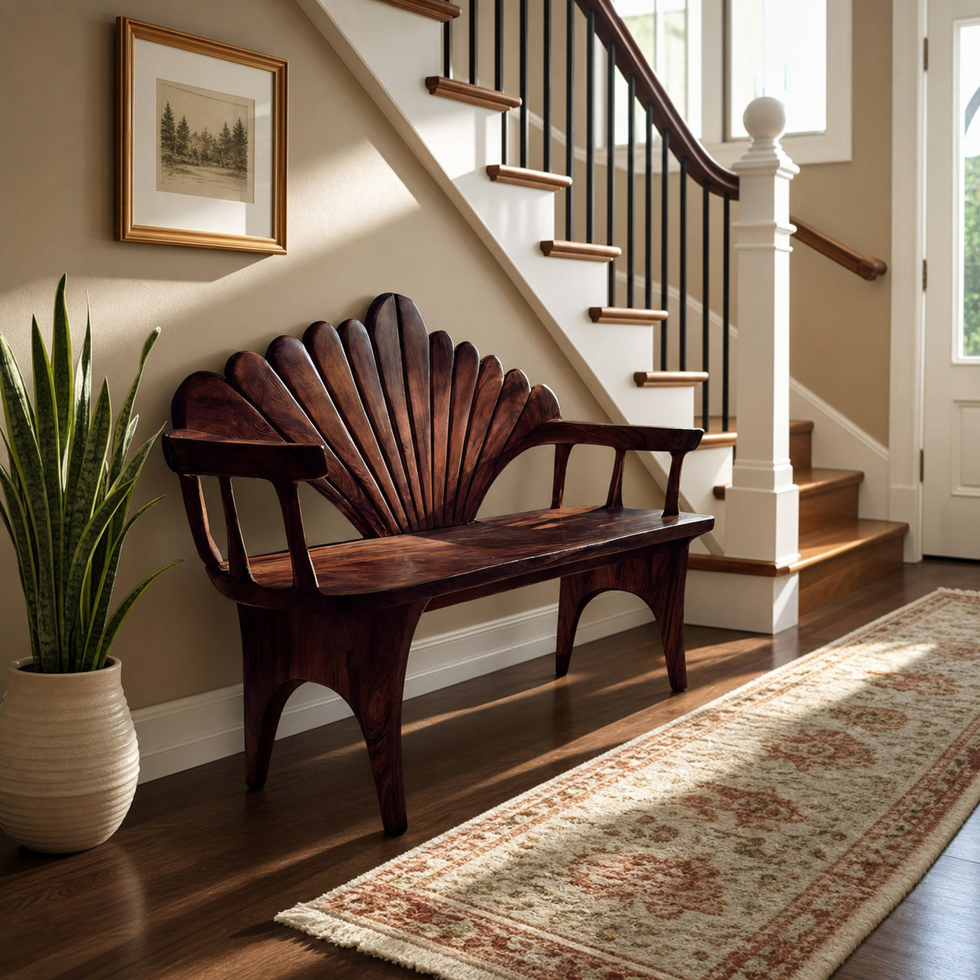 Natural Solid Wood Entryway Bench For Foyer Decor - product view 7