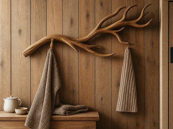 Natural Wood Branch Wall Rack Handcrafted Rustic Entryway Decor