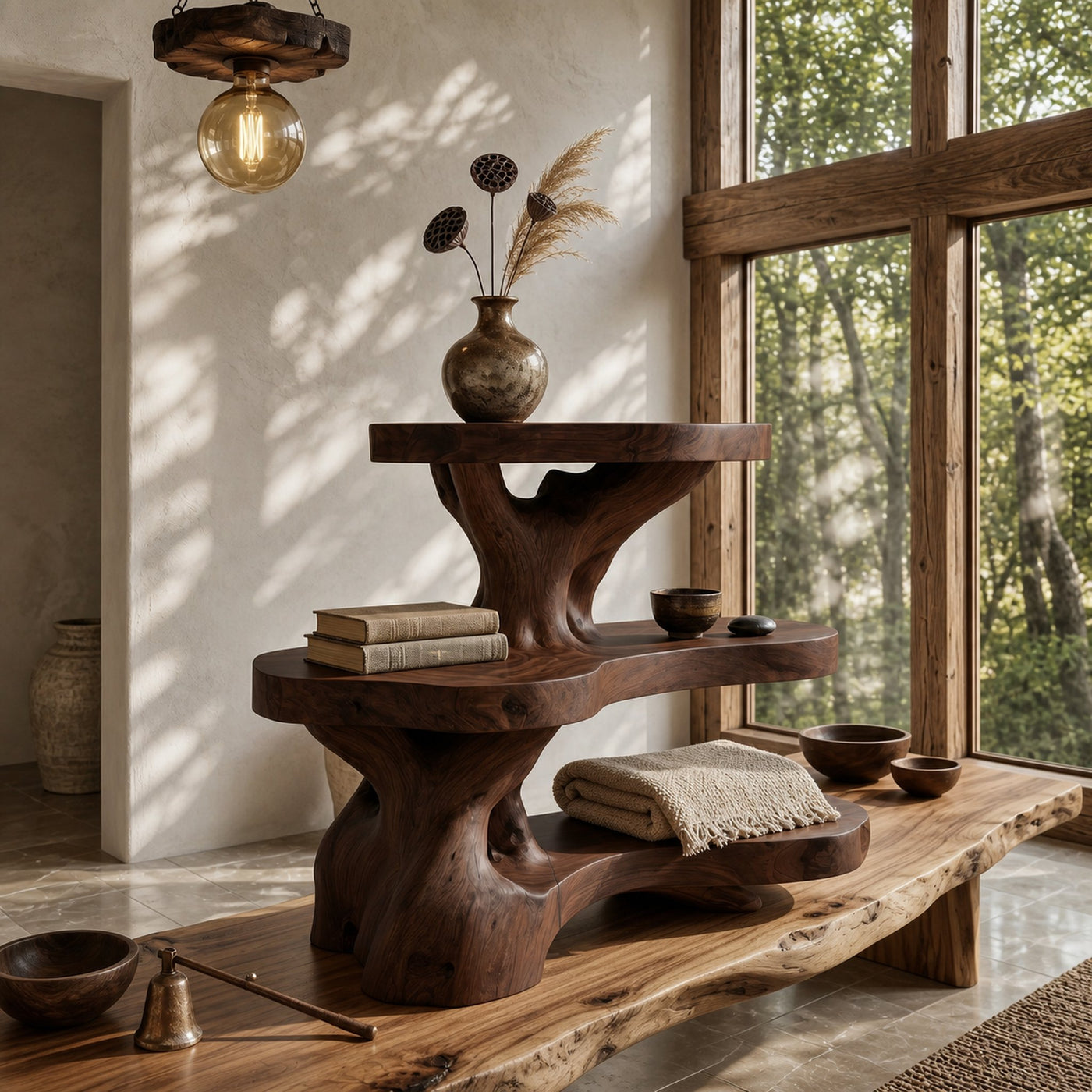 Nature Inspired Bathroom Shelf With Tree Branch Storage For Bathroom - product view 7
