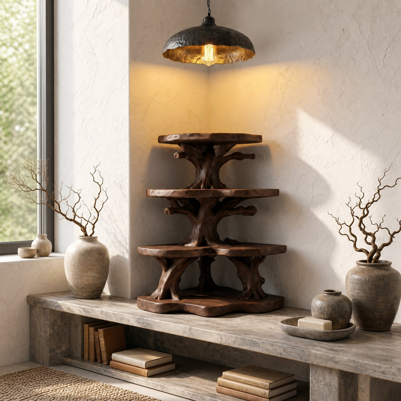Nature Inspired Corner Bathroom Shelf With Decorative Storage For Bathroom - product view 7