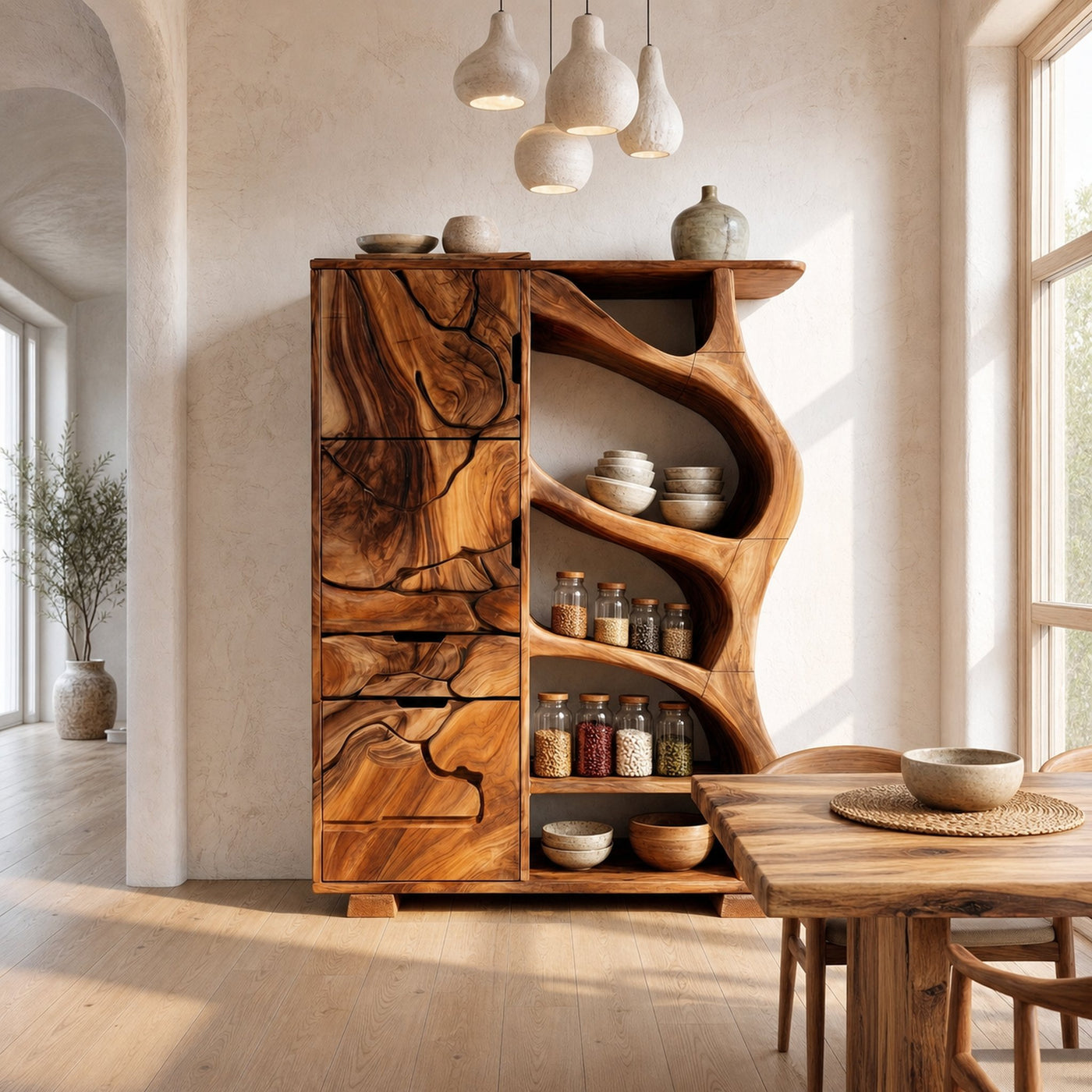 Nature Inspired Entryway Cabinet Organic Storage Design - product view 6