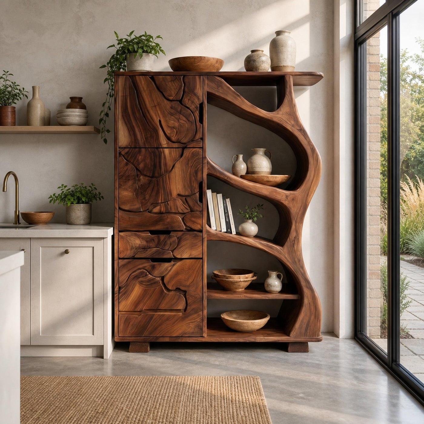 Nature Inspired Entryway Cabinet Organic Storage Design - product view 7