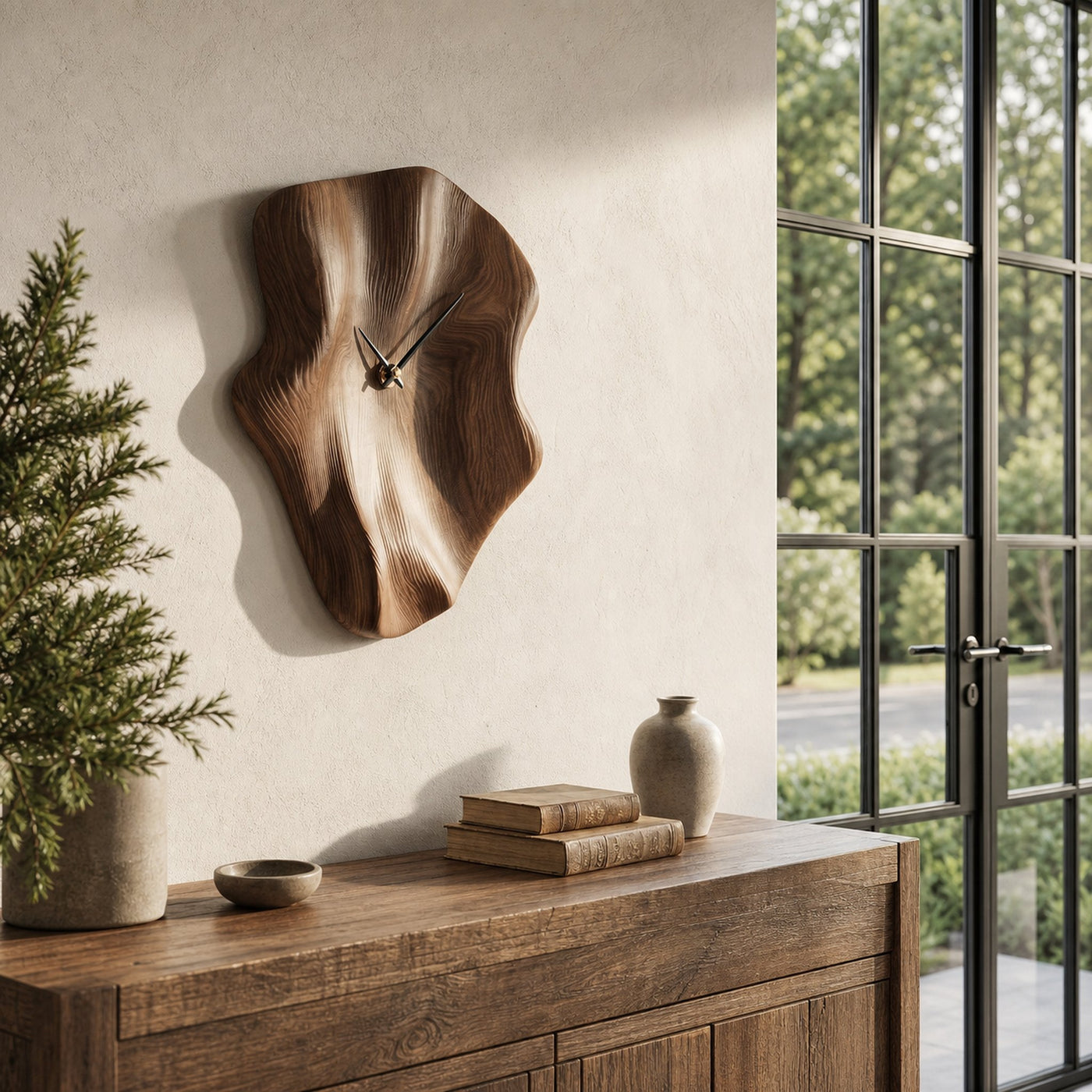 Nature Inspired Wood Wall Clock With Artistic Live Edge Form For Living Room - product view 7