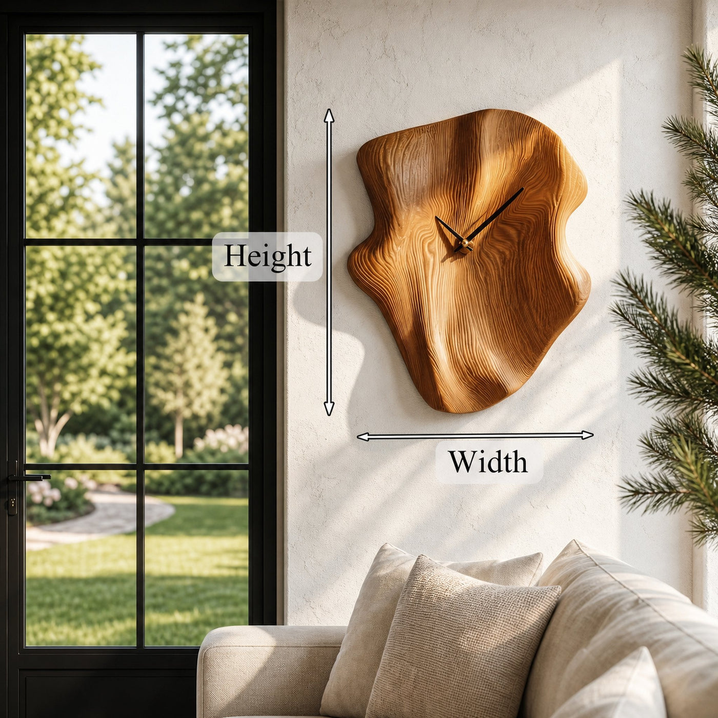Nature Inspired Wood Wall Clock With Artistic Live Edge Form For Living Room - product view 8
