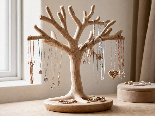 Nature Inspired Wooden Jewelry Tree Holder Handmade