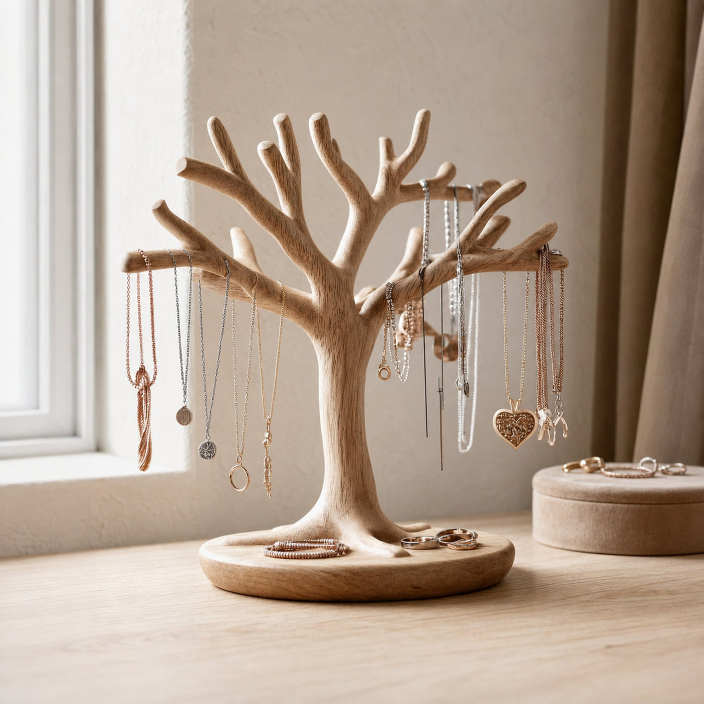 Nature Inspired Wooden Jewelry Tree Holder Handmade