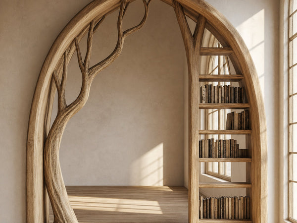 Organic Architectural Bookcase Arch For Living Space And Interior Area