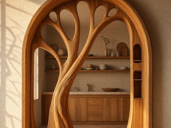 Organic Architectural Interior Archway Bookcase For Living Space