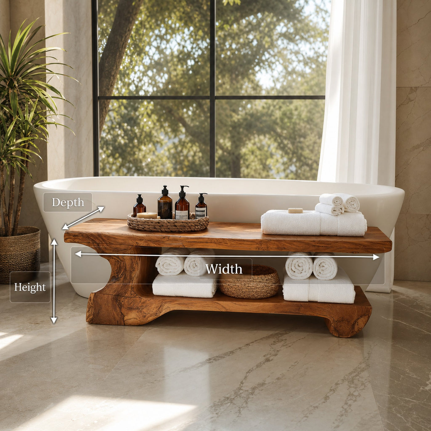 Organic Bath Bench For Bathroom Or Wellness Retreat Interior - product view 8