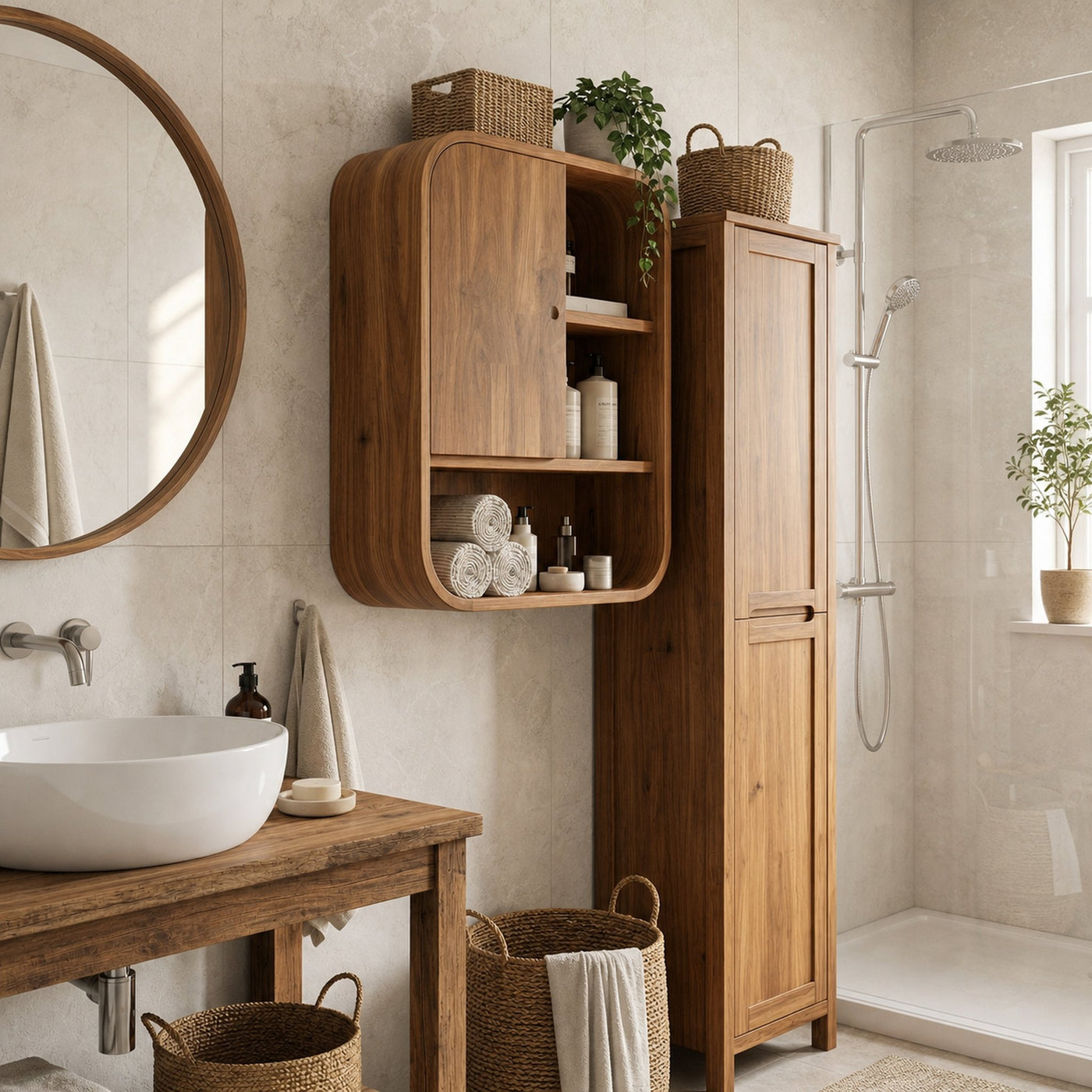 Organic Bathroom Cabinet Wood For Bathroom Space - product view 6