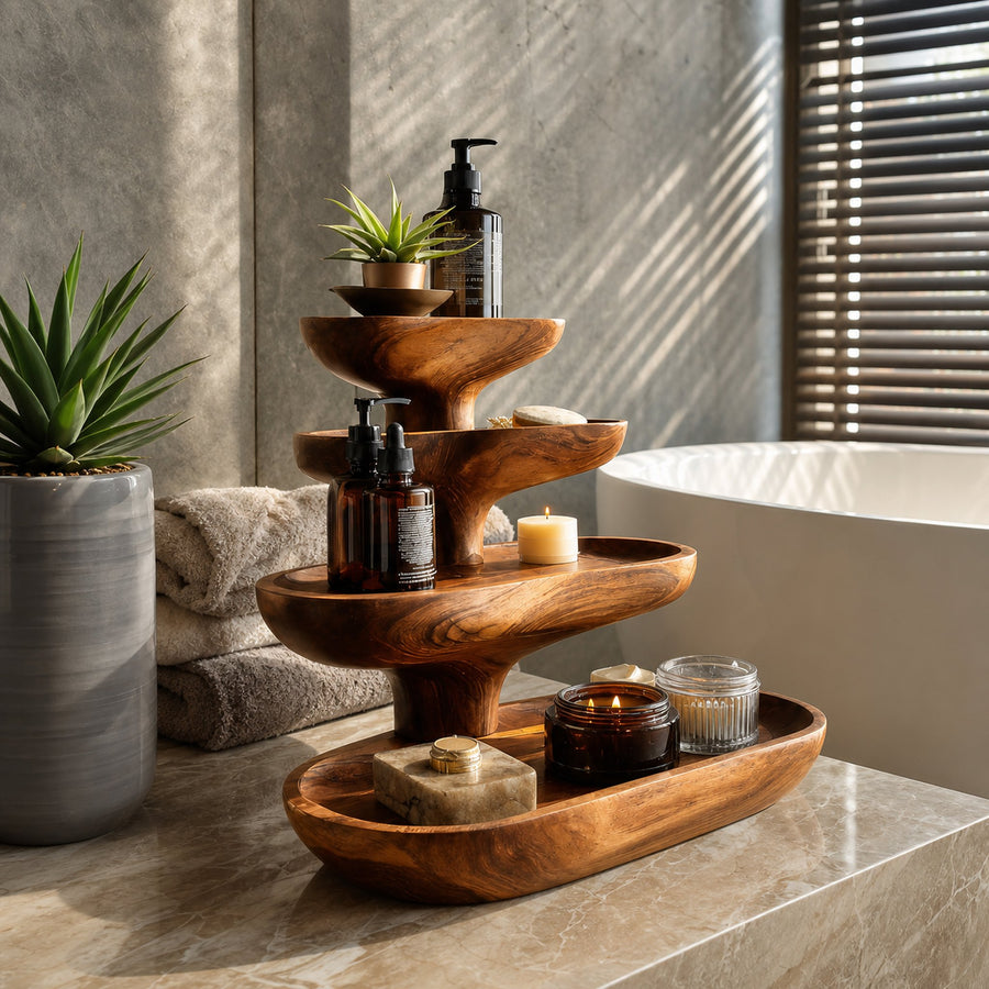 Organic Bathroom Shelf Flowing Tiered For Bathroom Or Vanity Decor