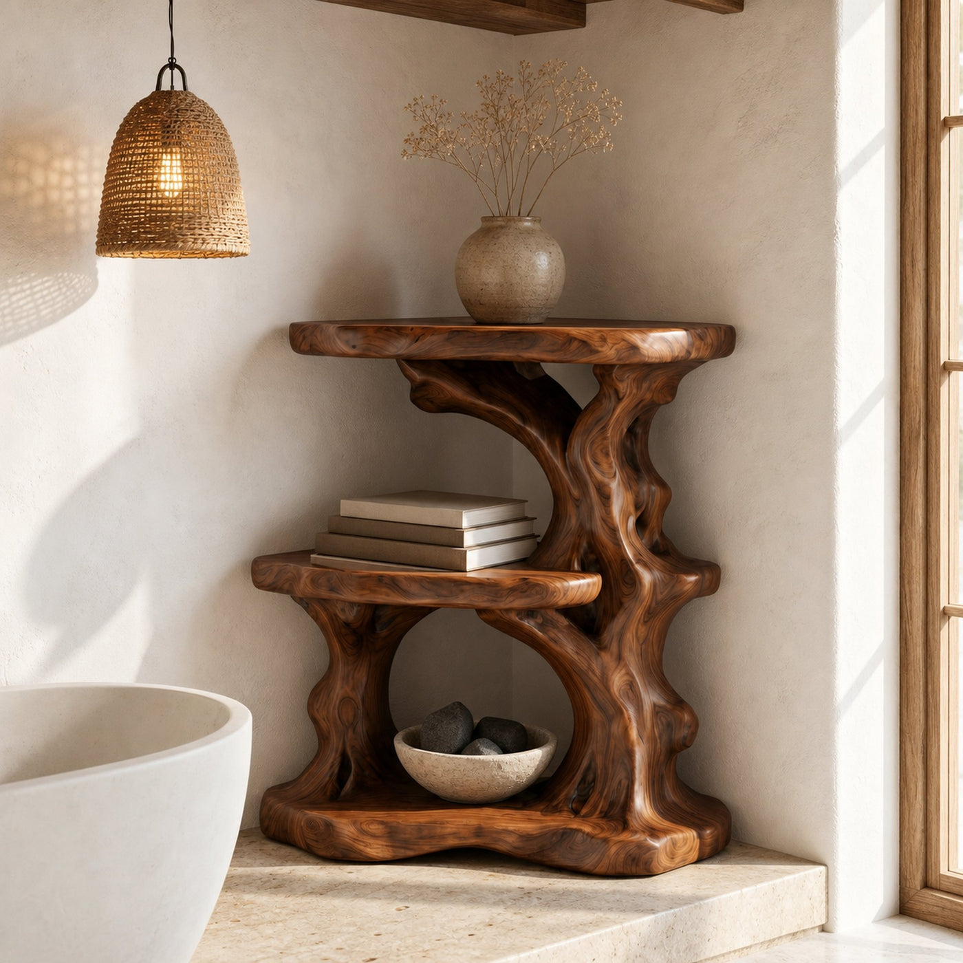 Organic Bathroom Shelf With Tiered Bathroom Display For Bathroom - product view 6