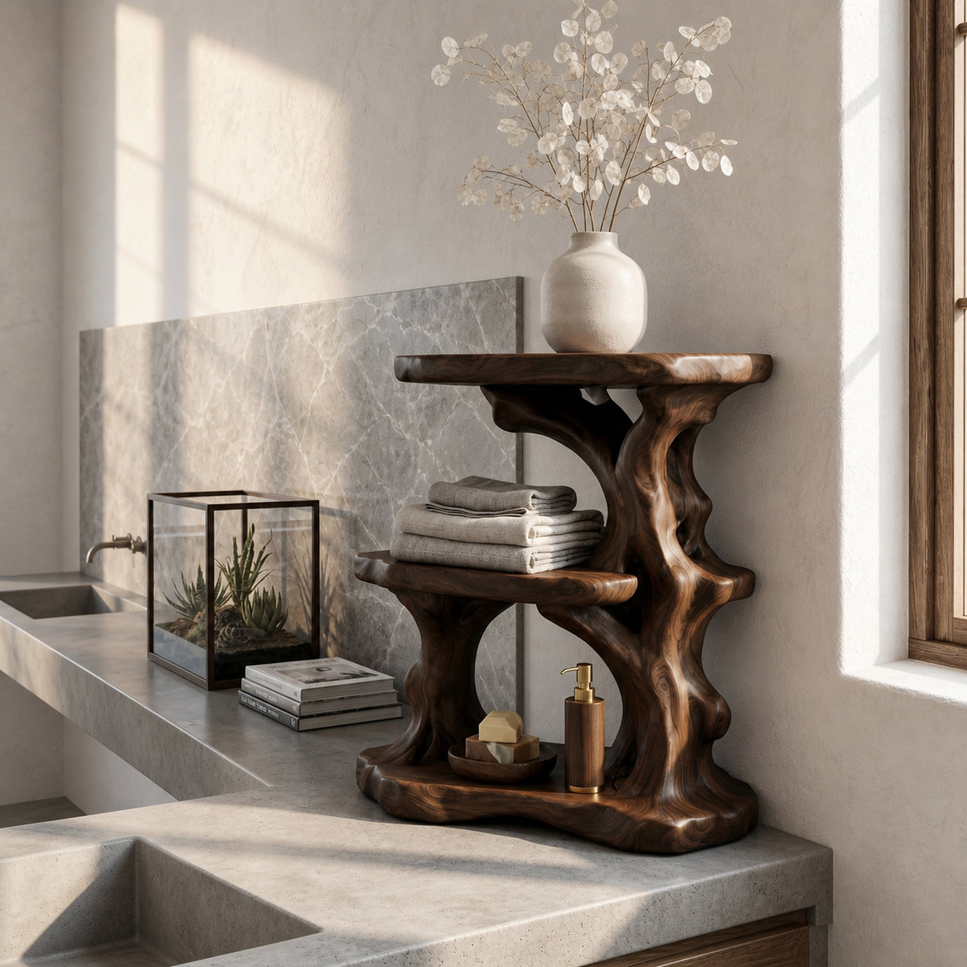 Organic Bathroom Shelf With Tiered Bathroom Display For Bathroom - product view 7