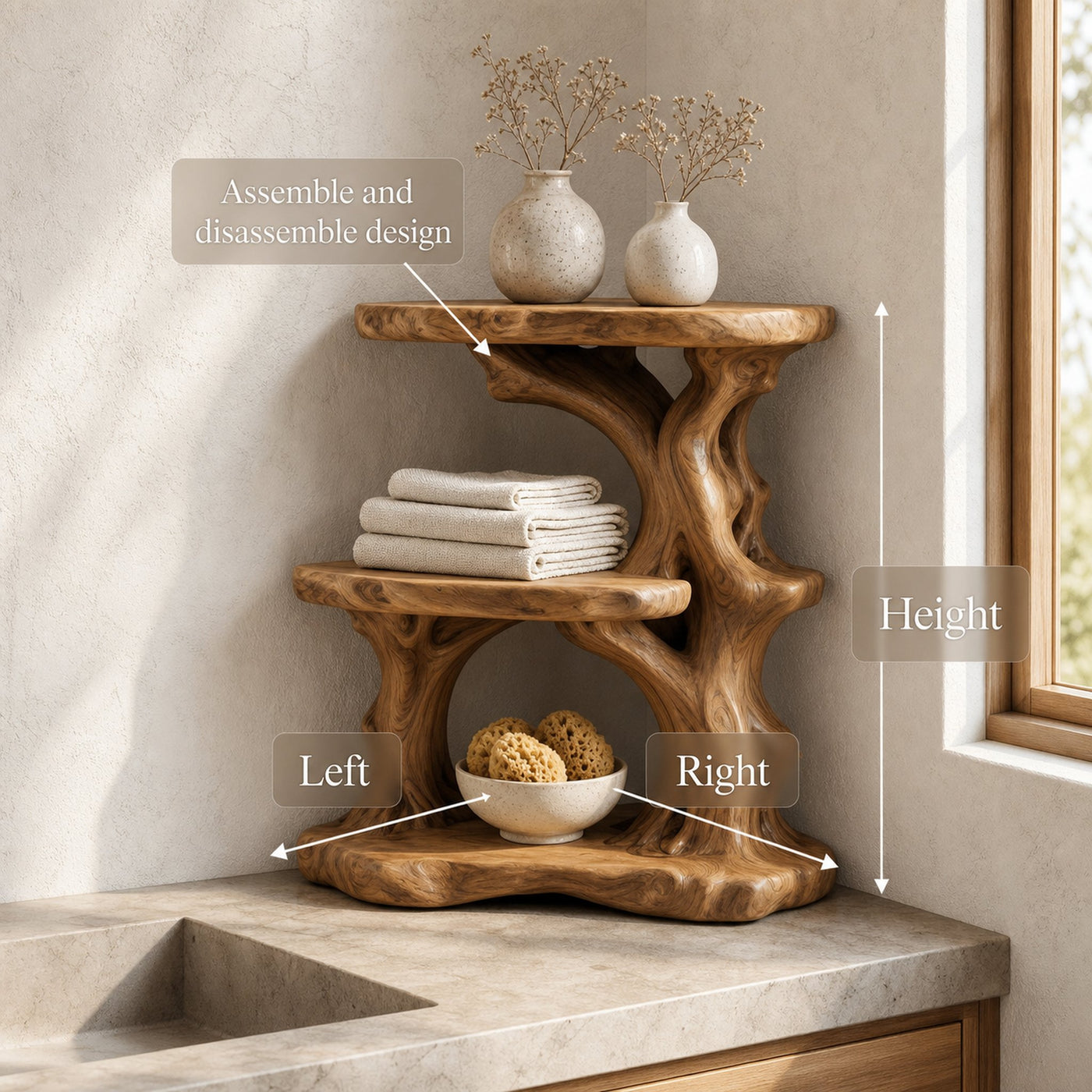 Organic Bathroom Shelf With Tiered Bathroom Display For Bathroom - product view 8