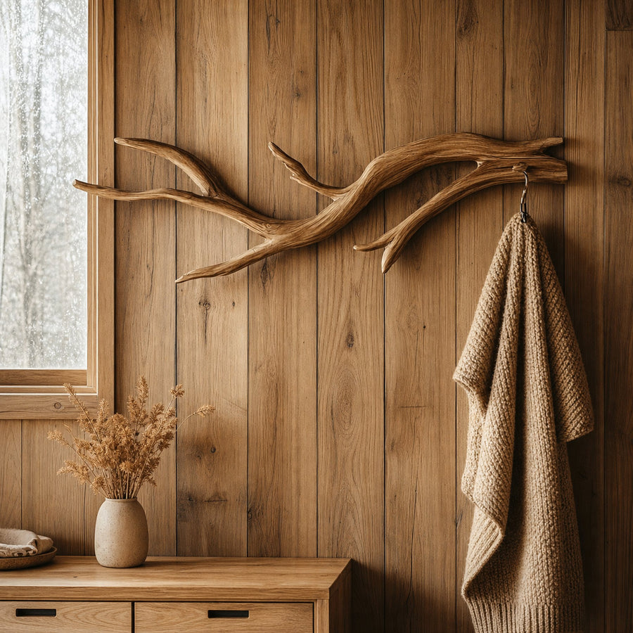 Organic Branch Wall Hook Solid Wood Rustic Entryway Accent