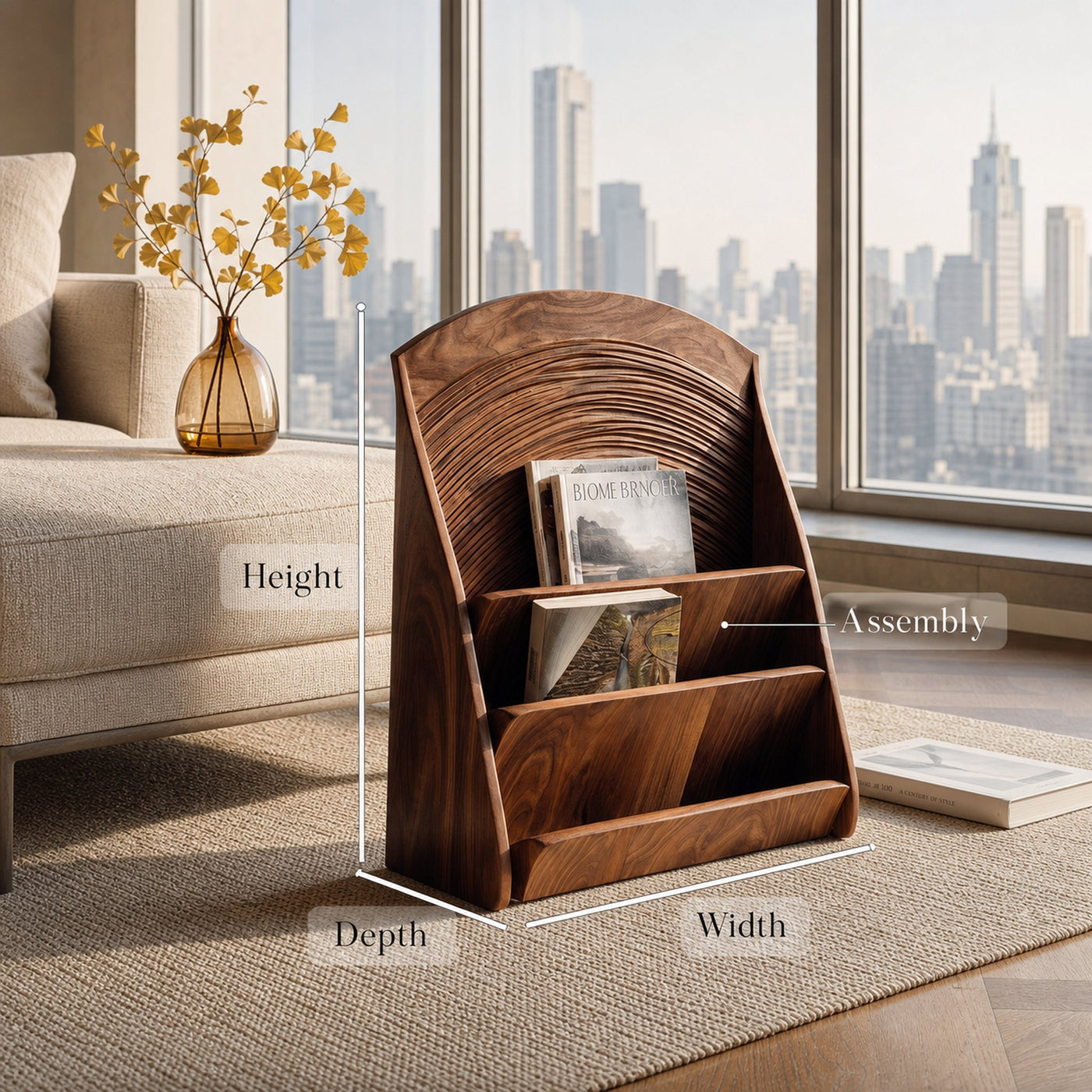 Organic Carved Wooden Magazine Rack For Home Storage - product view 8
