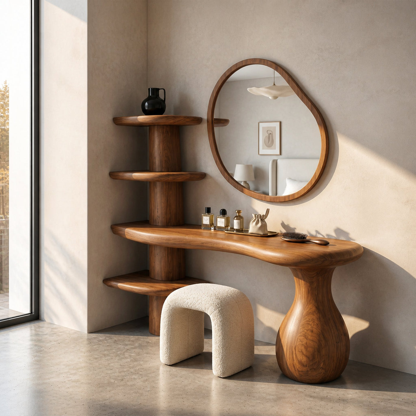 Organic Corner Vanity Table For Bedroom