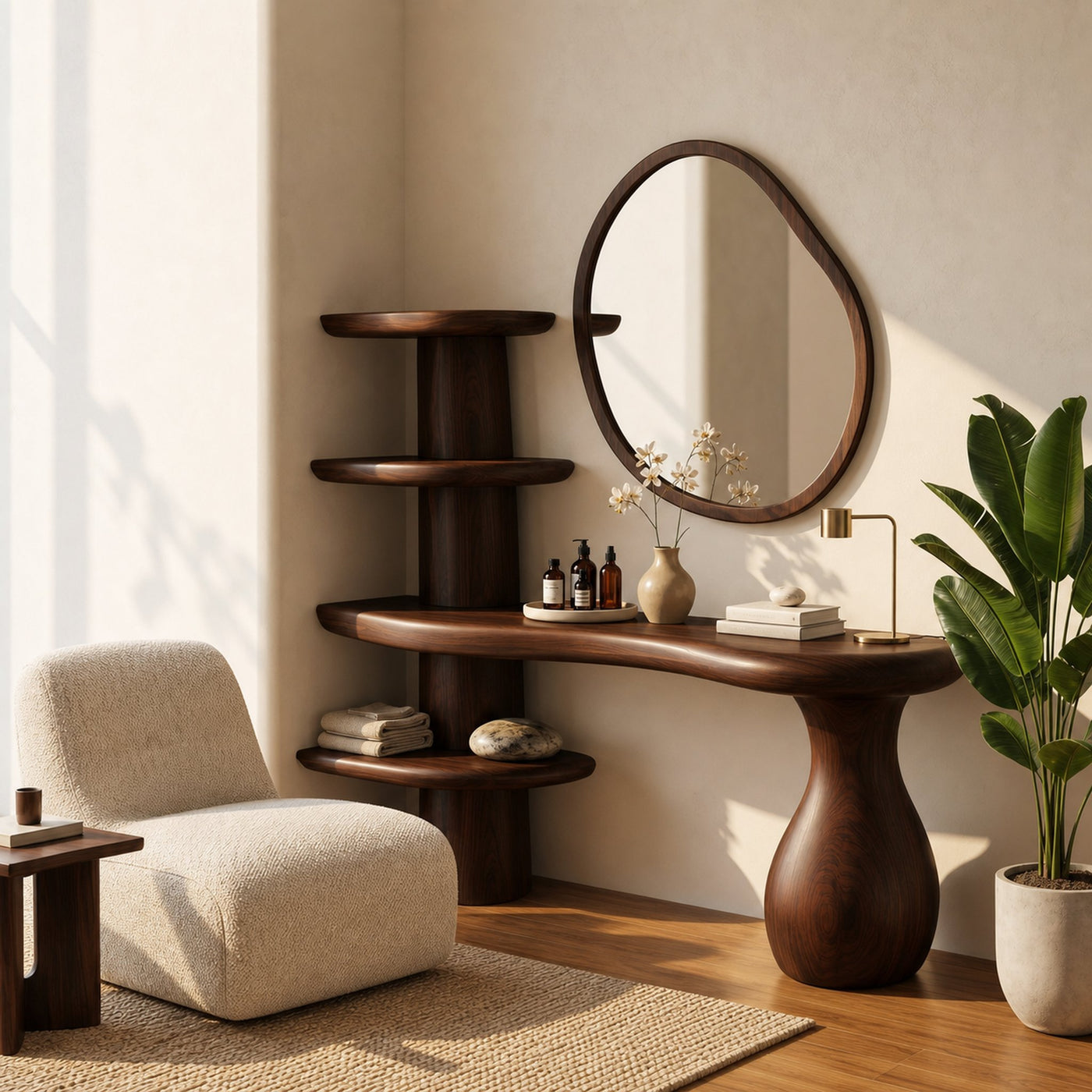Organic Corner Vanity Table For Bedroom - product view 7