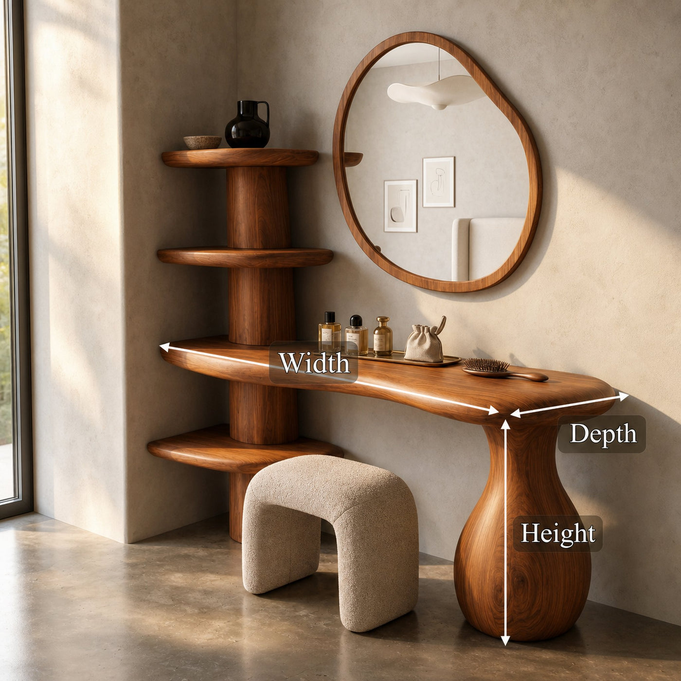 Organic Corner Vanity Table For Bedroom - product view 8