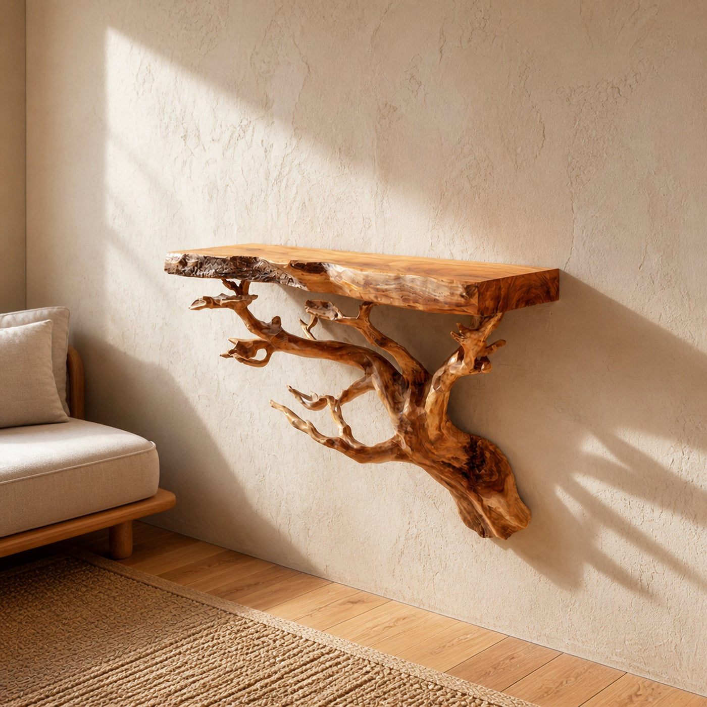 Organic Decorative Tree Wall Shelf For Bedroom And Living Room