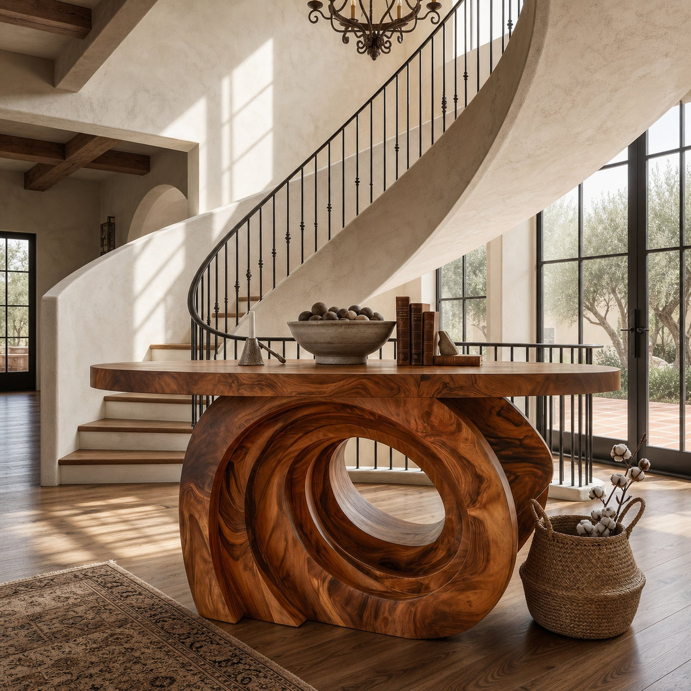 Organic Foyer Table With Pedestal Base For Entryway And Hallway - product view 6