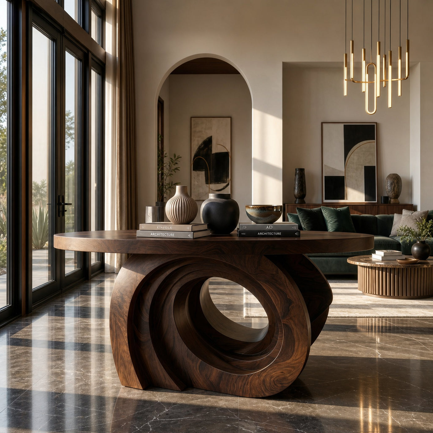 Organic Foyer Table With Pedestal Base For Entryway And Hallway - product view 7