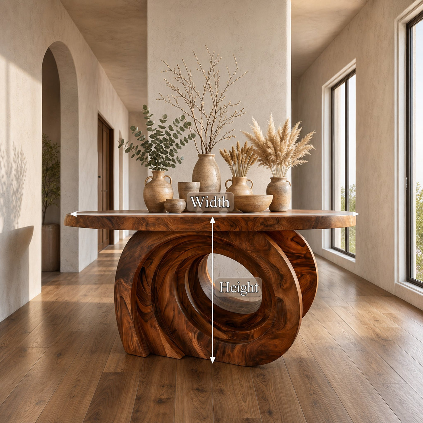 Organic Foyer Table With Pedestal Base For Entryway And Hallway - product view 8