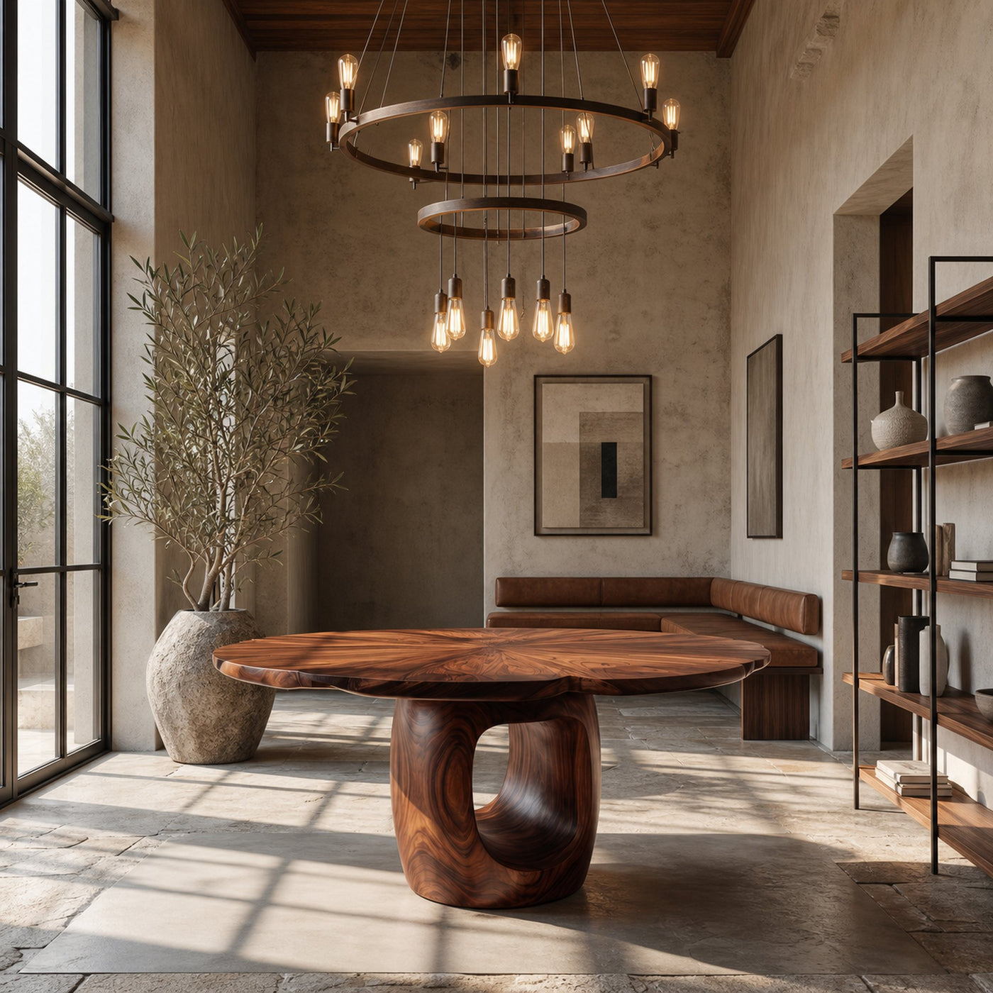 Organic Foyer Table With Sculptural Open Pedestal Base For Hallway - product view 7