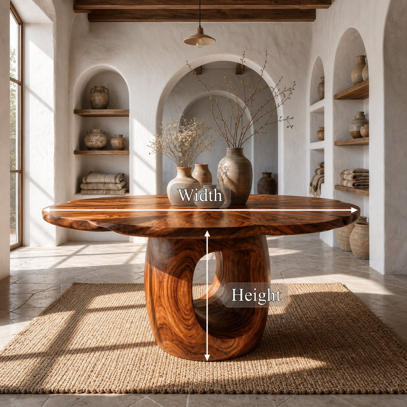 Organic Foyer Table With Sculptural Open Pedestal Base For Hallway - product view 8