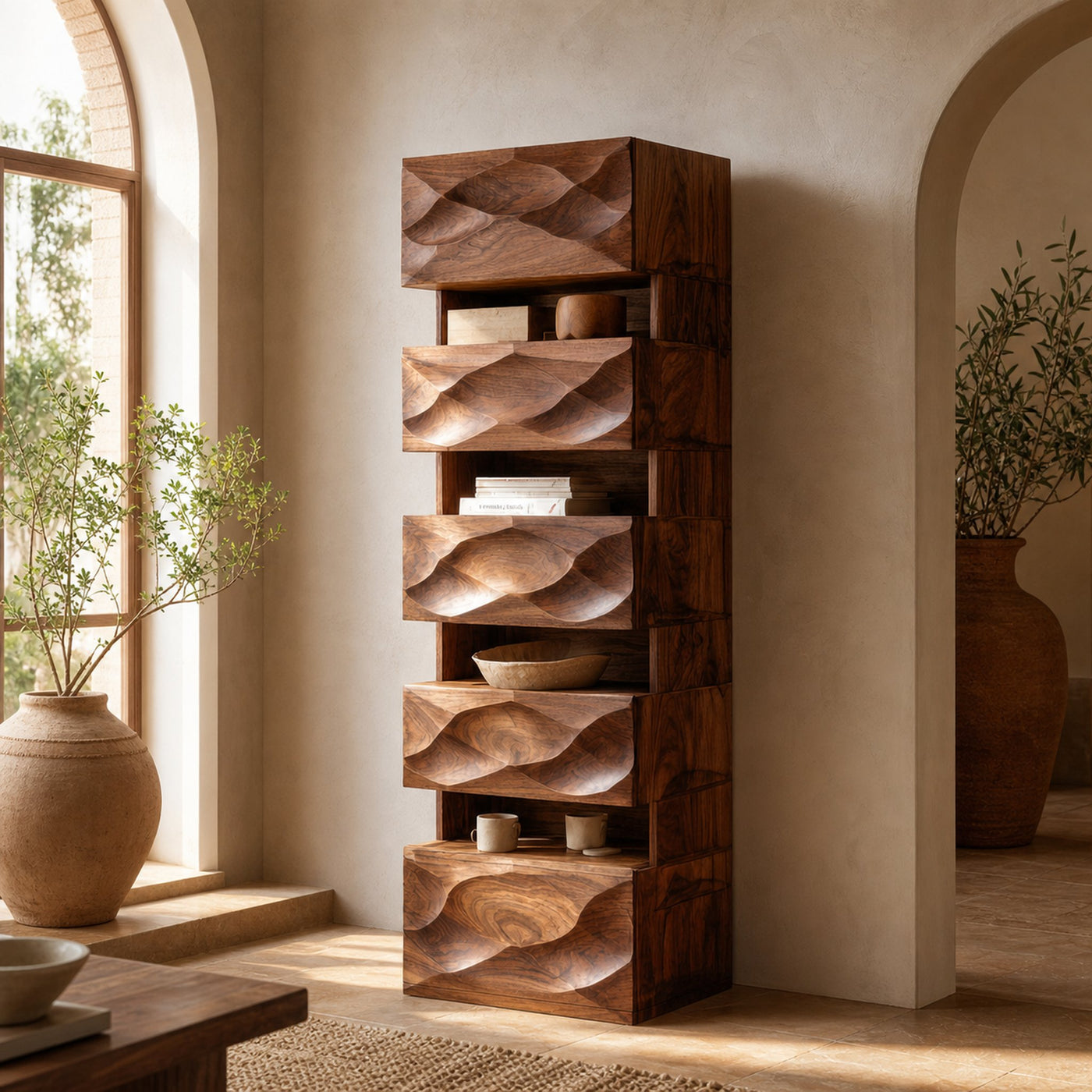 Organic Modern Accent Storage Cabinet For Living Room And Entryway