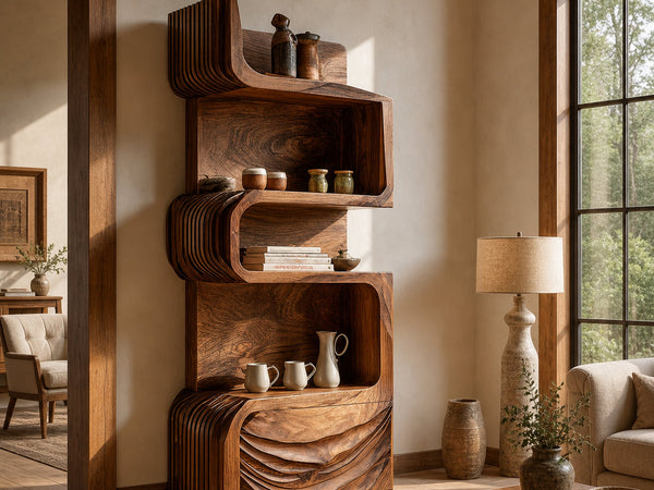 Organic Modern Accent Storage Cabinet Shelves For Living Room