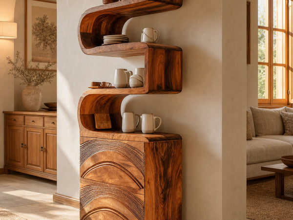 Organic Modern Cabinet Shelf Unit For Living Room And Study