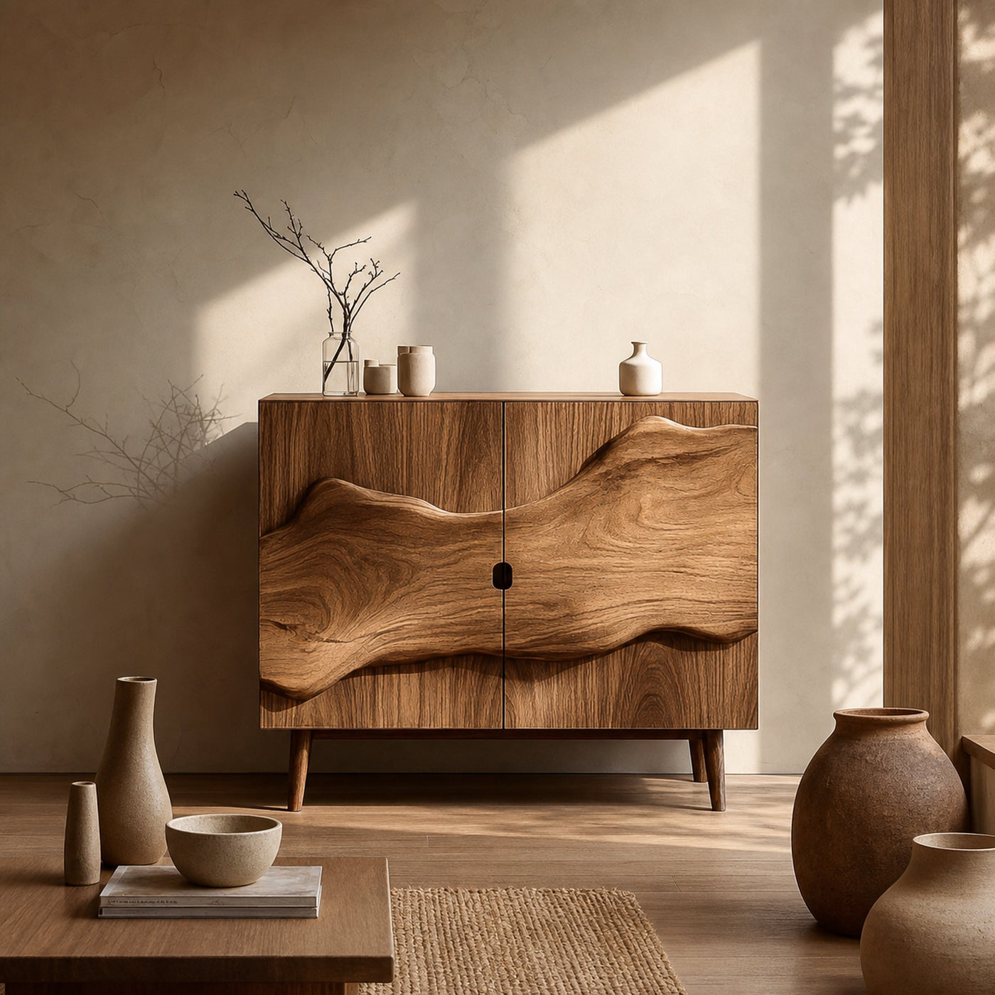 Organic Modern Display Storage Cabinet For Living Room And Entryway