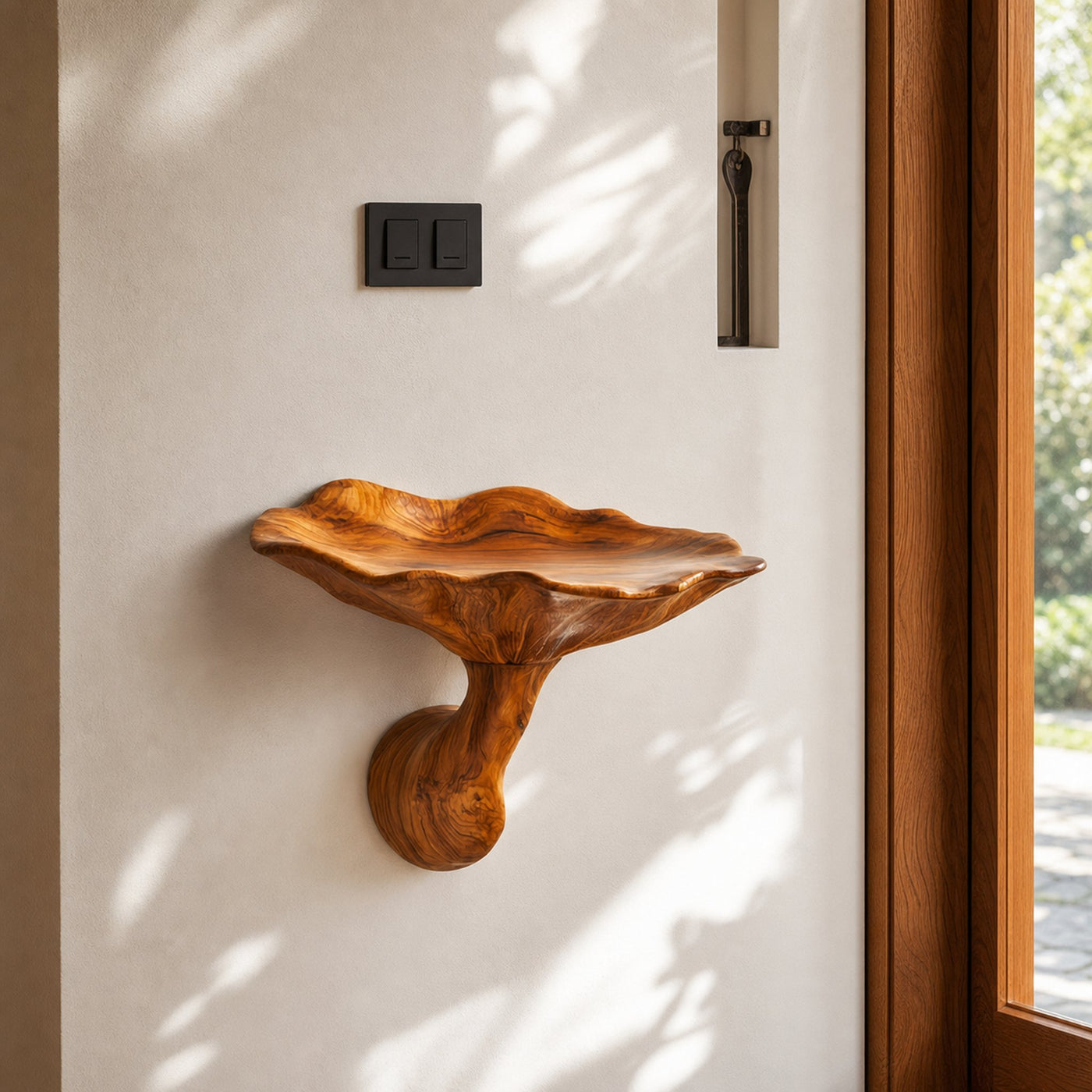 Organic Modern Floating Accent Mushroom Shelf For Bedroom Or Entryway