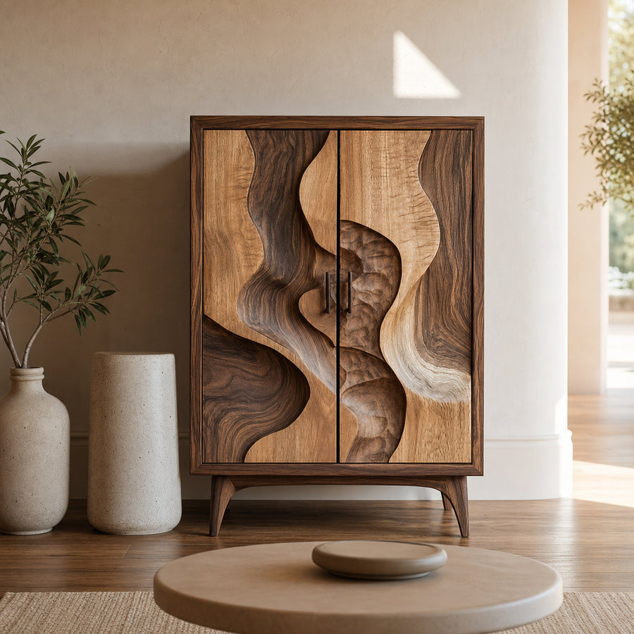 Organic Modern Sculptural Storage Cabinet For Living Room