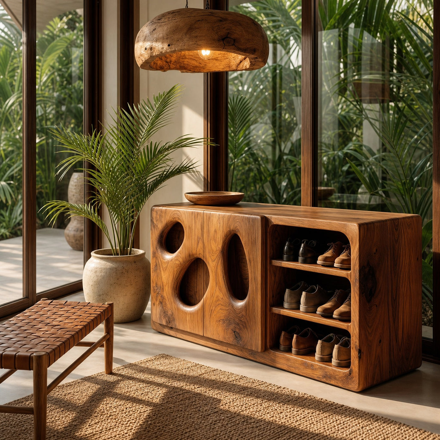 Organic Modern Shoe Cabinet Artistic Storage Design For Hallway - product view 6