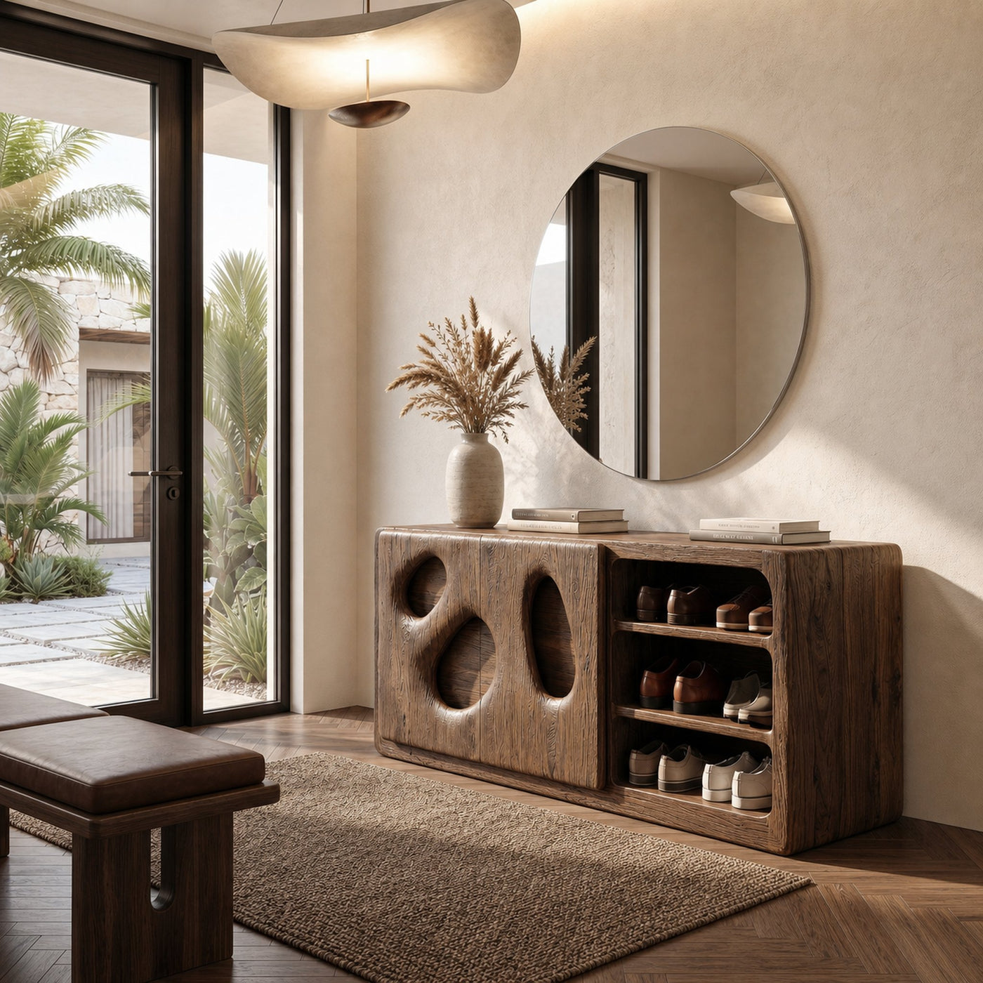 Organic Modern Shoe Cabinet Artistic Storage Design For Hallway - product view 7