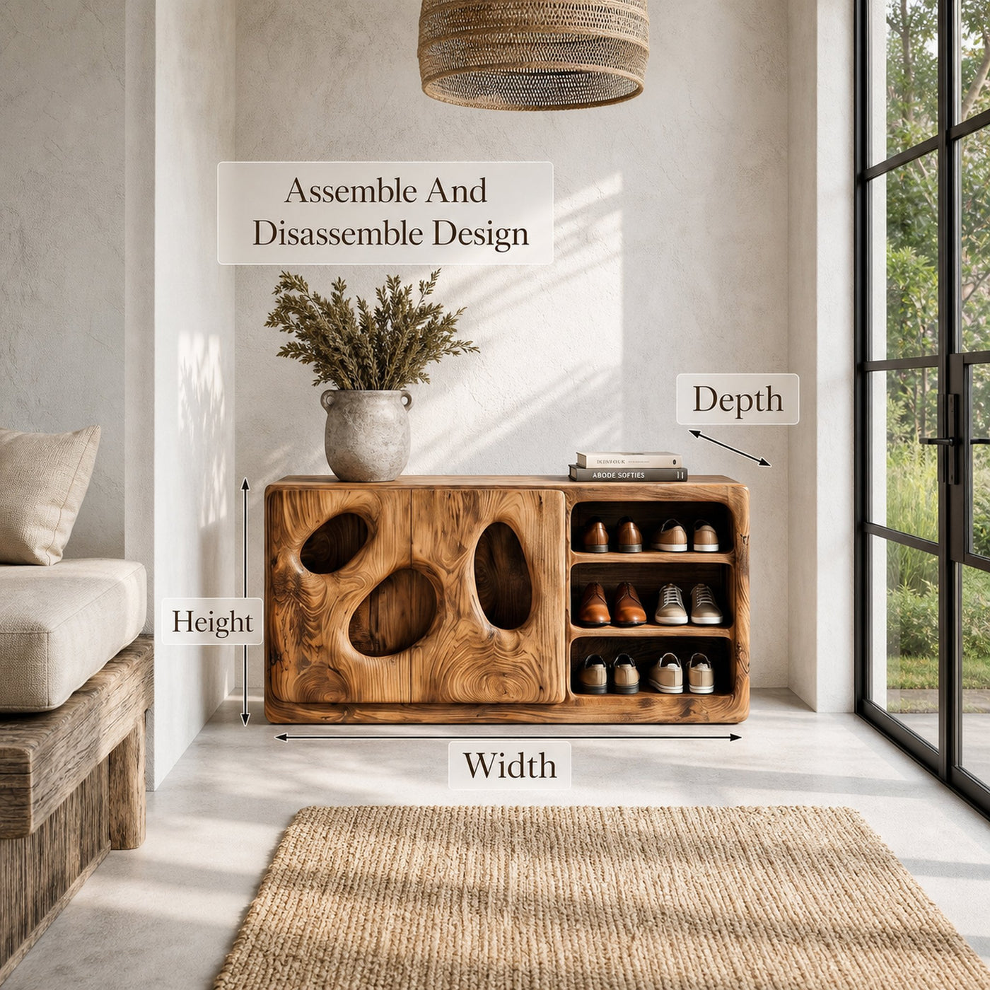 Organic Modern Shoe Cabinet Artistic Storage Design For Hallway - product view 8