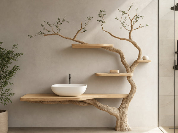 Organic Modern Tree Inspired Vanity Shelf For Bathroom