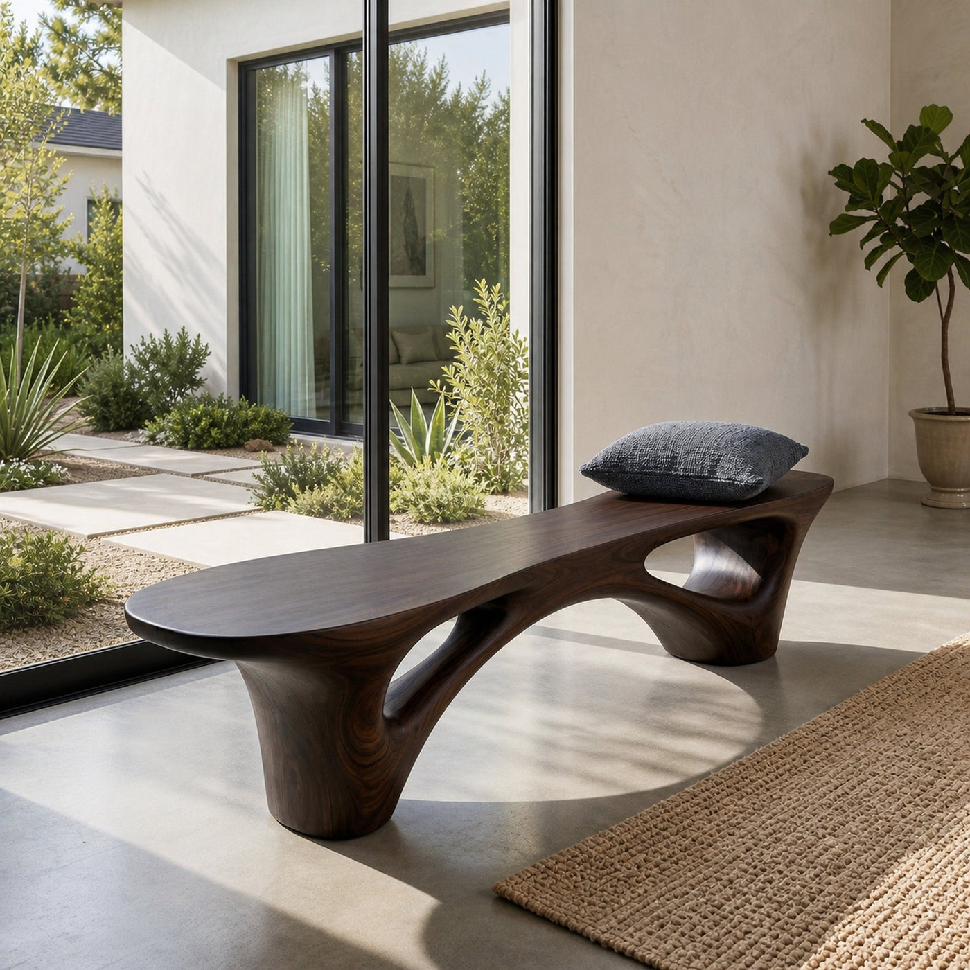 Organic Modern Wooden Bench For Outdoor Garden Patio - product view 7