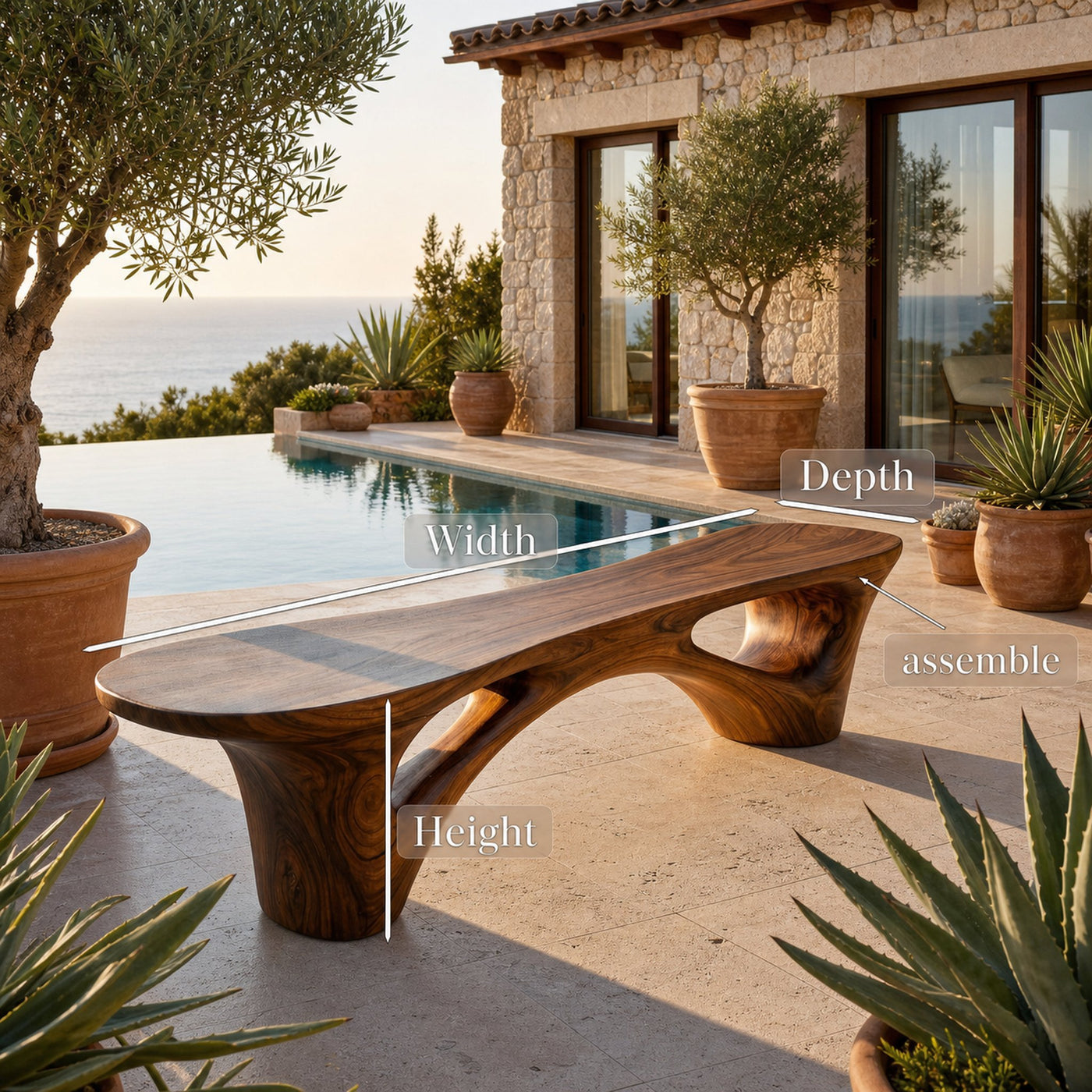 Organic Modern Wooden Bench For Outdoor Garden Patio - product view 8