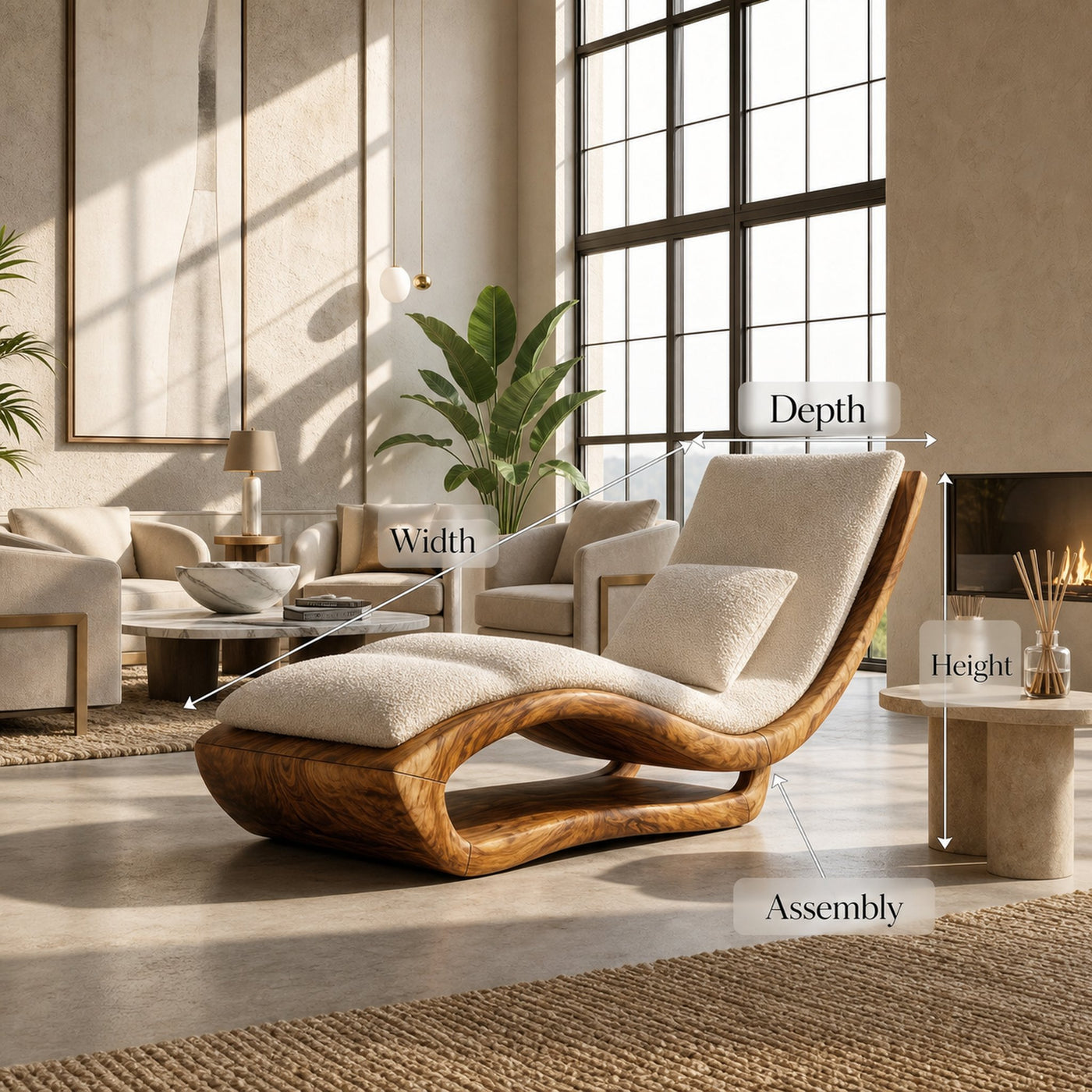 Organic Modern Wooden Daybed Minimalist Luxury Interior Design - product view 8